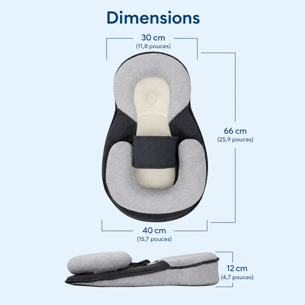 Infographie des dimensions du Cocon, version housse foncée
