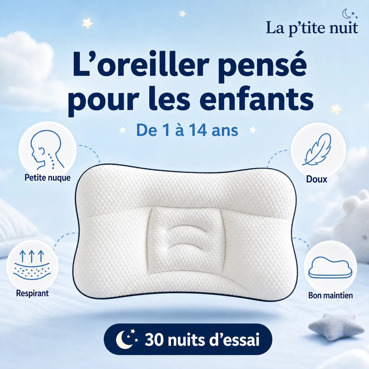 L’oreiller pour enfant fait pour sa nuque