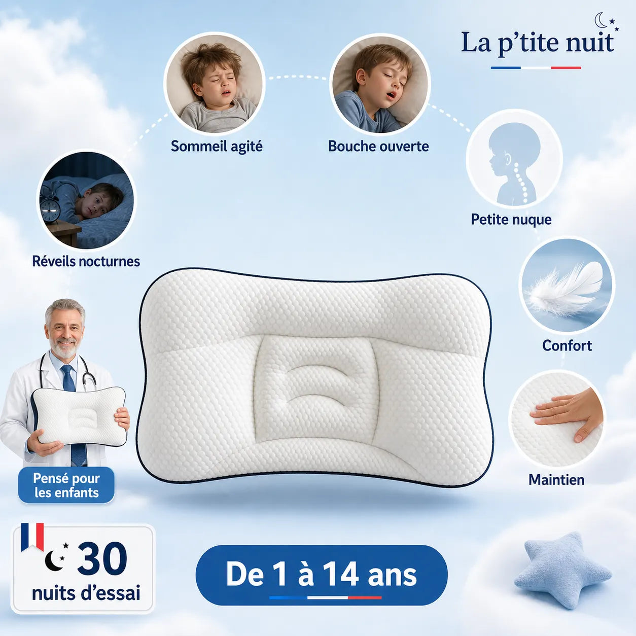 L’oreiller pour enfant fait pour sa nuque